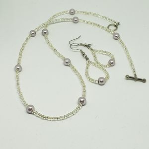 Beaded jewelry set, necklace and earrings